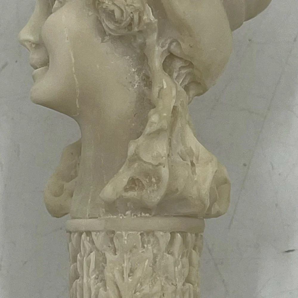 Vintage Letter Opener Victorian Woman Carved White Head w/ Bronze or Brass Blade